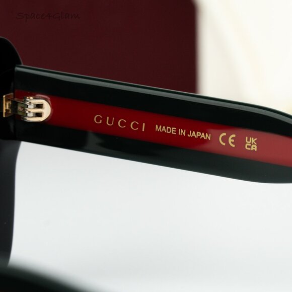 Gucci Women Sunglasses Black Green Red Grey Square GG1861S 001 NEW AUTHENTIC - Picture 7 of 10